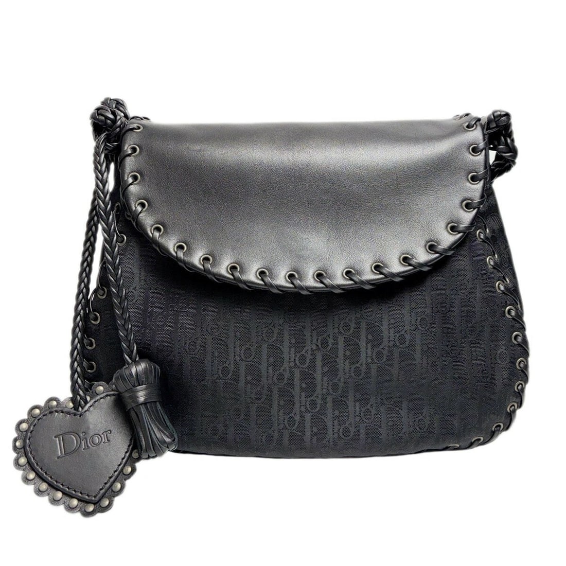 DIOR JOHN GALLIANO WHIPSTITCH LEATHER HOBO BAG: DIOR John Galliano Whipstitch Leather Hobo Bag Brand: Dior Type/Style: Hobo Bag Material: Leather Color: Black Size: Approximately W 18cm x H 18cm x D 9.5cm (W 7inch x H 7inch x D 3.5inch) Accesso