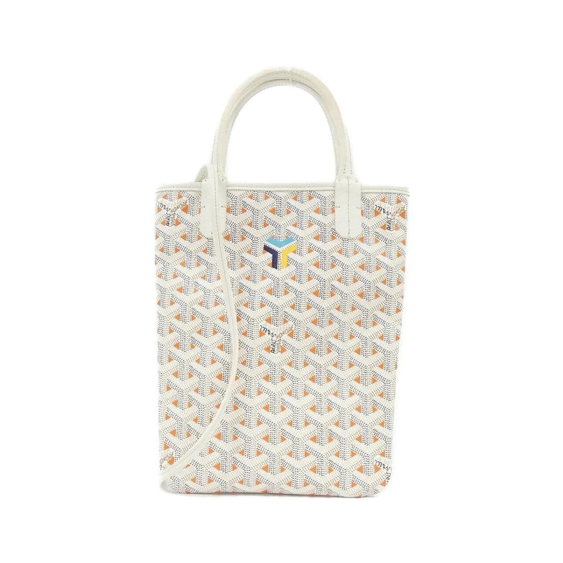 GOYARD POITIERS CLAIRE-VOIE MINI TOTE BAG: GOYARD Poitiers Claire-Voie Mini Tote Bag Brand: Goyard Type/Style: Shoulder Bag Material: Coated Canvas Color: Blanc + Orange Size: Width: 17-21cm (approx. 6.69-8.27 inches), Height: 24cm (approx. 9.