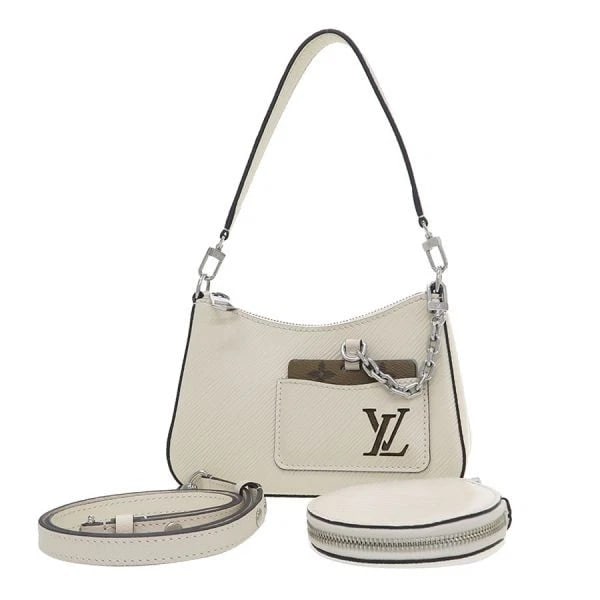LOUIS VUITTON EPI MARELLINI SERIES DETACHABLE SHOULDER BAG: Louis Vuitton Epi Marellini Series Detachable Shoulder Bag Brand: Louis Vuitton Type/Style: Shoulder Bag Material: Leather Color: Beige Size: W19 x H13.5 x D6.5 cm Accessories: None Accessories