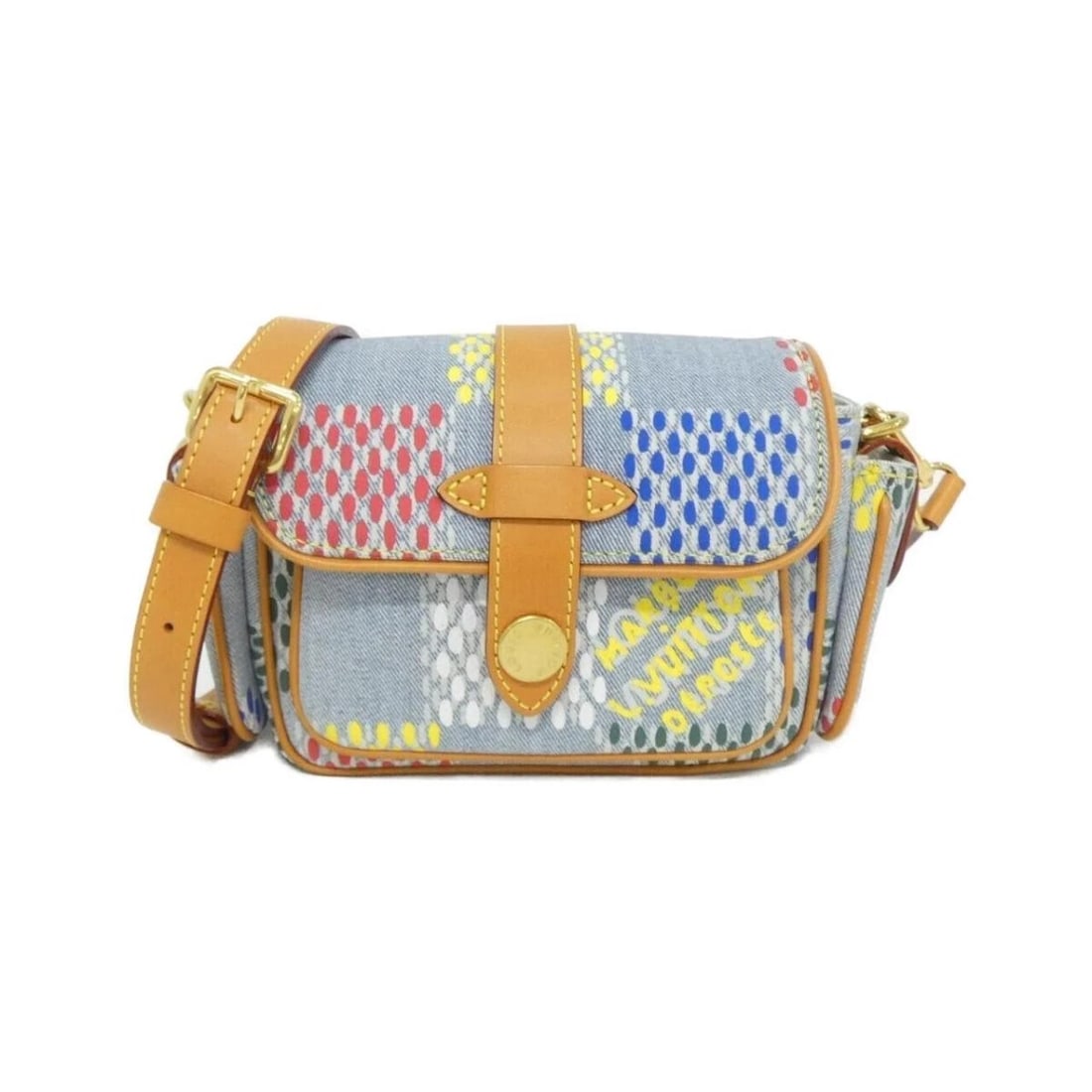 LOUIS VUITTON LV BIRTH DAMIER DENIM CARGO WEARABLE WALLET: Louis Vuitton LV Birth Damier Denim Cargo Wearable Wallet Brand: Louis Vuitton Type/Style: Shoulder Bag Material: Denim Color: Multicolor / Gold Hardware Size: Approximately 23cm (W) x 14cm (H) x