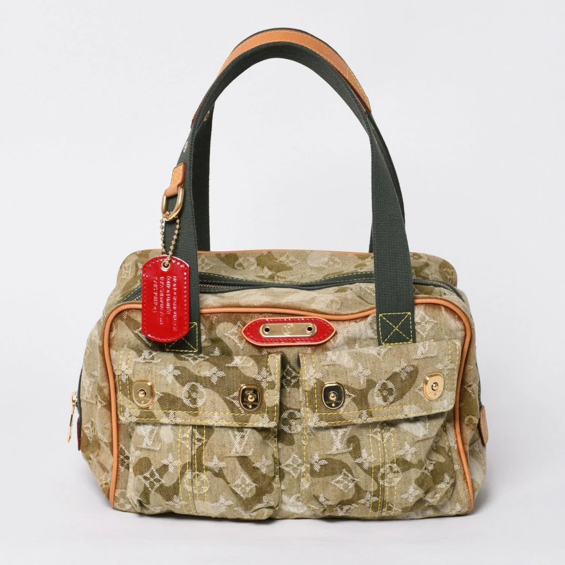 LOUIS VUITTON NOE TRUNK MONOGRAM REVERSE CANVAS 2WAY CROSSBODY BAG: Louis Vuitton Noe Trunk Monogram Reverse Canvas 2WAY Crossbody Bag Brand: Louis Vuitton Type/Style: Shoulder Bag Material: Monogram Denim Canvas, Natural Cowhide Leather (Vachetta Leather) Color: Khak