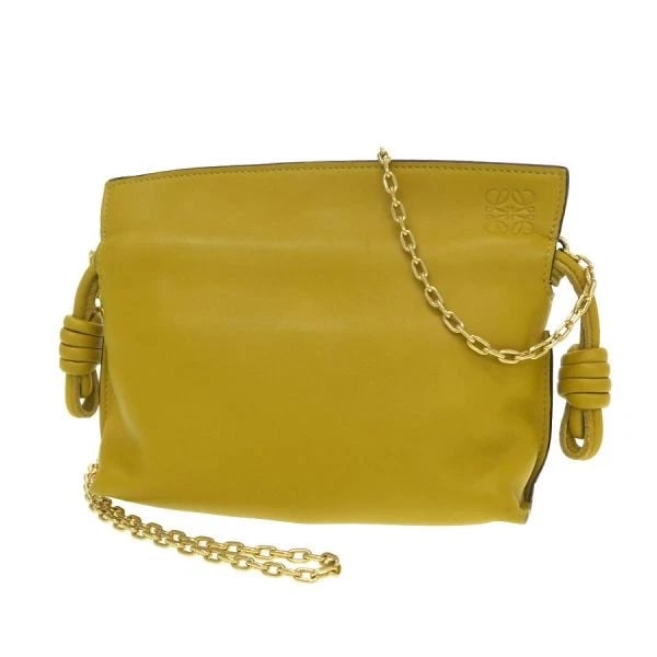 LOEWE CHAIN SHOULDER BAG FLAMENCO CLUTCH: LOEWE Chain Shoulder Bag Flamenco Clutch Brand: Loewe Type/Style: Shoulder Bag Material: Nappa Calf Leather Color: Yellow Size: W: 6.1 in ? H: 4.7 in ? D: 2.0 in Accessories: None Accessor