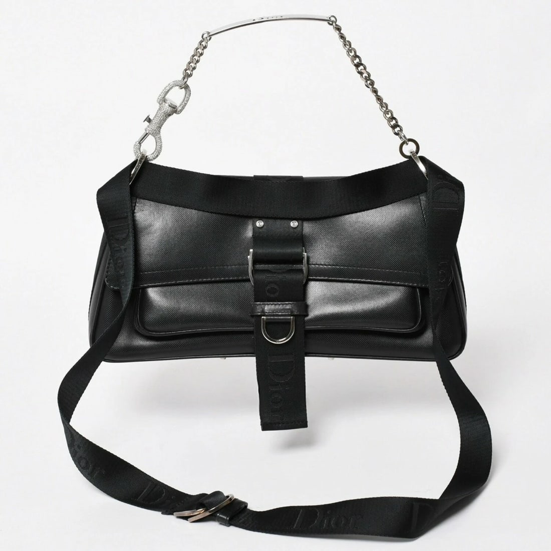 CHRISTIAN DIOR HARDCORE SHOULDER BAG: Christian Dior Hardcore Shoulder Bag Brand: Dior Type/Style: Shoulder Bag Material: Leather / Rhinestones Color: Black Size: Width: 11.81 in (30 cm) Height: 5.91 in (15 cm) Depth: 3.35 in (8.5 cm)