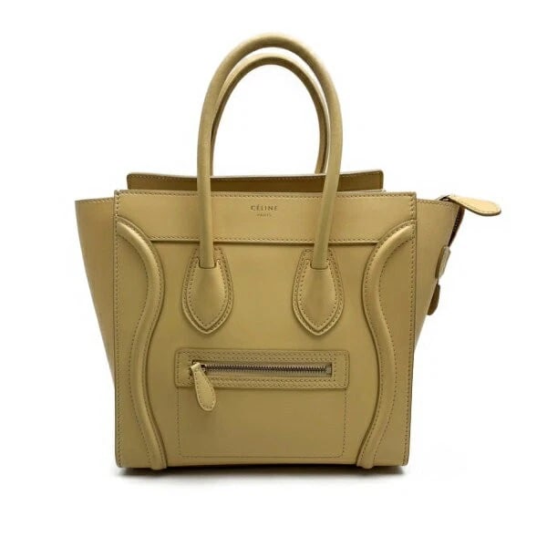 CELINE HANDBAG MICRO SHOPPER CALF LEATHER: CELINE Handbag Micro Shopper Calf Leather Brand: CELINE Type/Style: Handbag Material: Calf Leather Color: Yellow Size: Width: 15.0 inches (38 cm) [Body: approx. 10.2 inches (26 cm) Accessories: No