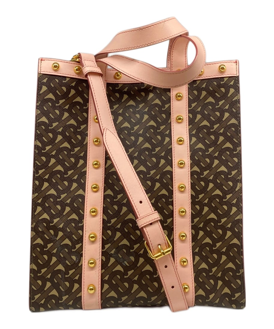 BURBERRY MONOGRAM 2WAY TOTE BAG: Burberry Monogram 2WAY Tote Bag Brand: BURBERRY Type/Style: 2-Way Tote Bag Material: None Color: Brown x Pink Size: Height: approx. 30.5 cm (approx. 12.01 inches) Width: approx. 26 cm (approx. 10.24 i