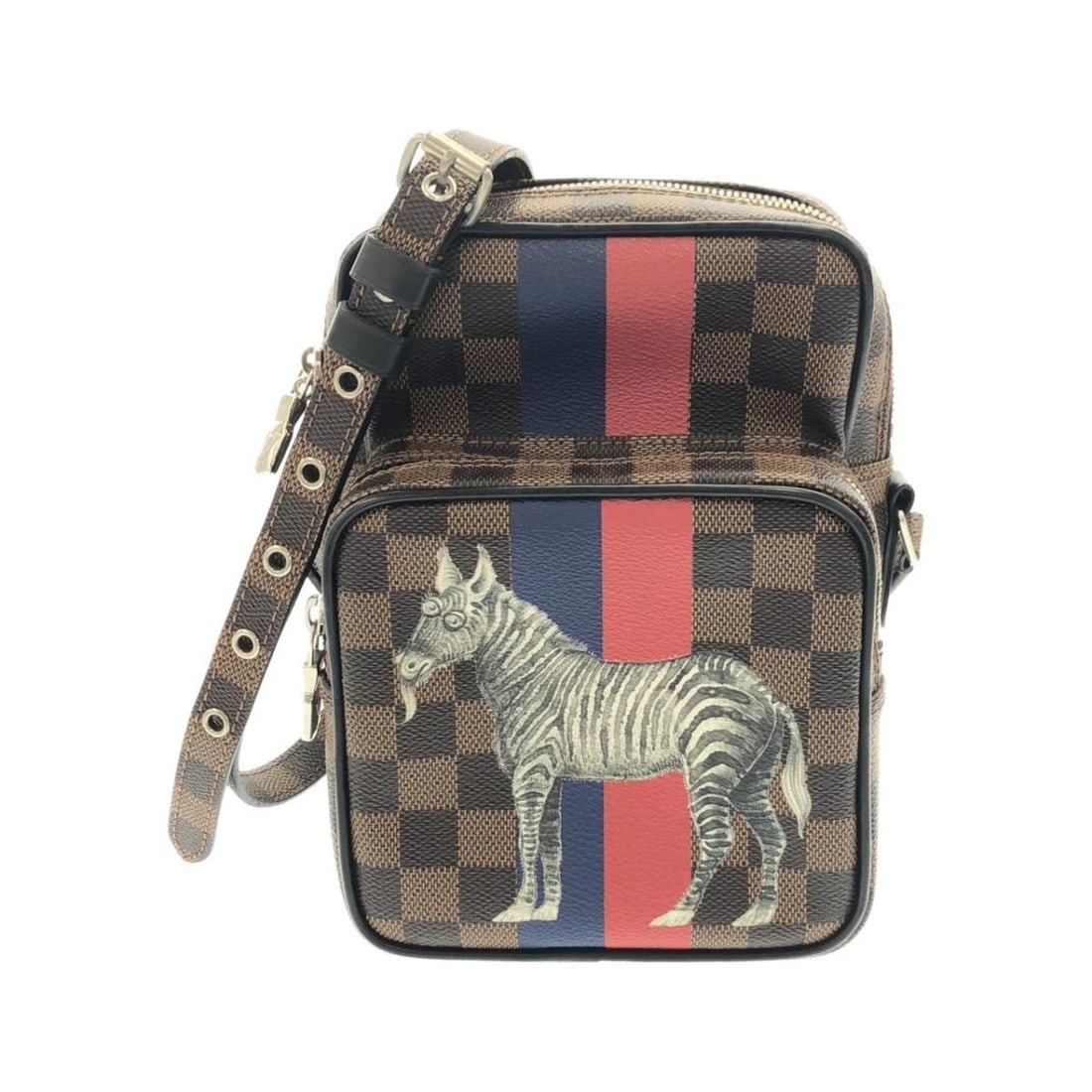 LOUIS VUITTON CHAPMAN BROTHERS DAMIER AMAZONE BROWN CANVAS SHOULDER BAG: Louis Vuitton Chapman Brothers Damier Amazone Brown Canvas Shoulder Bag Brand: Louis Vuitton Type/Style: Shoulder Bag Material: Coated Canvas Color: EBENE (Brown) / SILVER Size: Approximately 15.5-17c