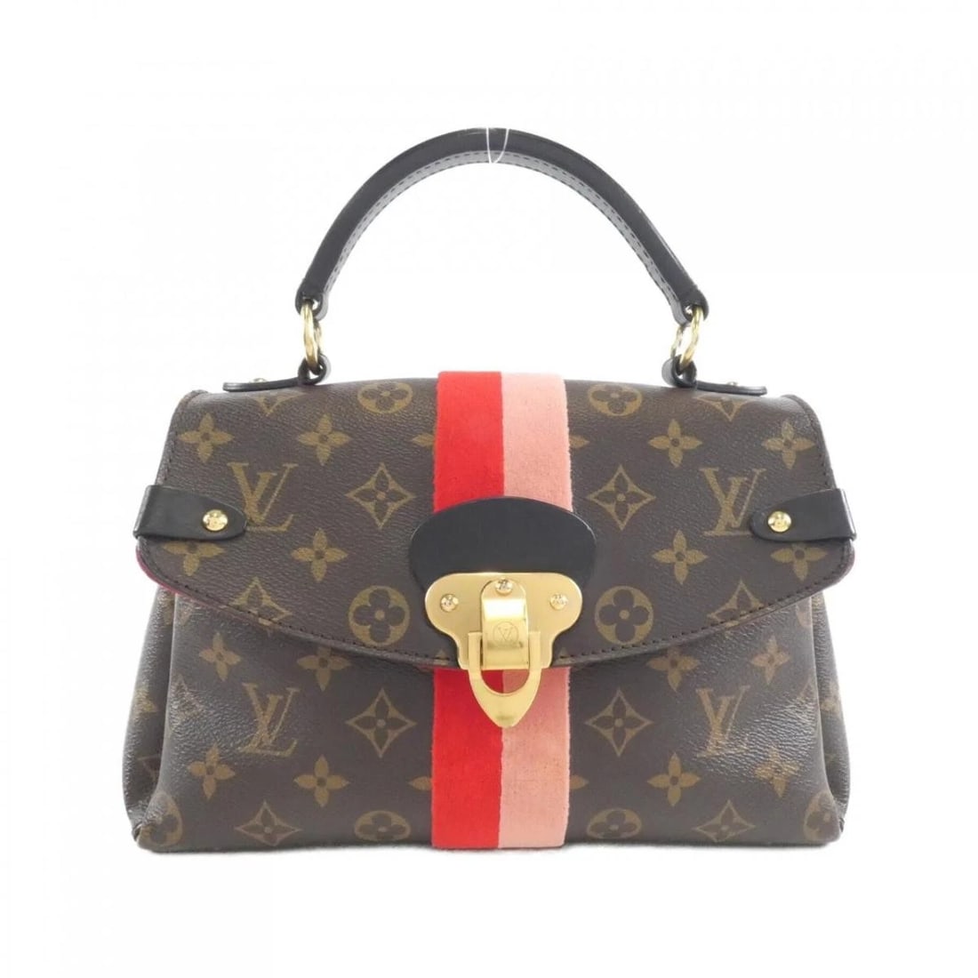 LOUIS VUITTON GEORGES BB MONOGRAM LEATHER TOP HANDLE CROSSBODY BAG: LOUIS VUITTON Georges BB Monogram Leather Top Handle Crossbody Bag Brand: Louis Vuitton Type/Style: Shoulder Bag Material: Coated Canvas Color: MARRON + COQUELICOT PECHE (Brown + Red Peach) / Gold-ton