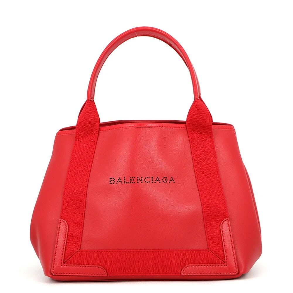 BALENCIAGA NAVY CABAS S CANVAS LEATHER TOTE HANDBAG (1 of 3)