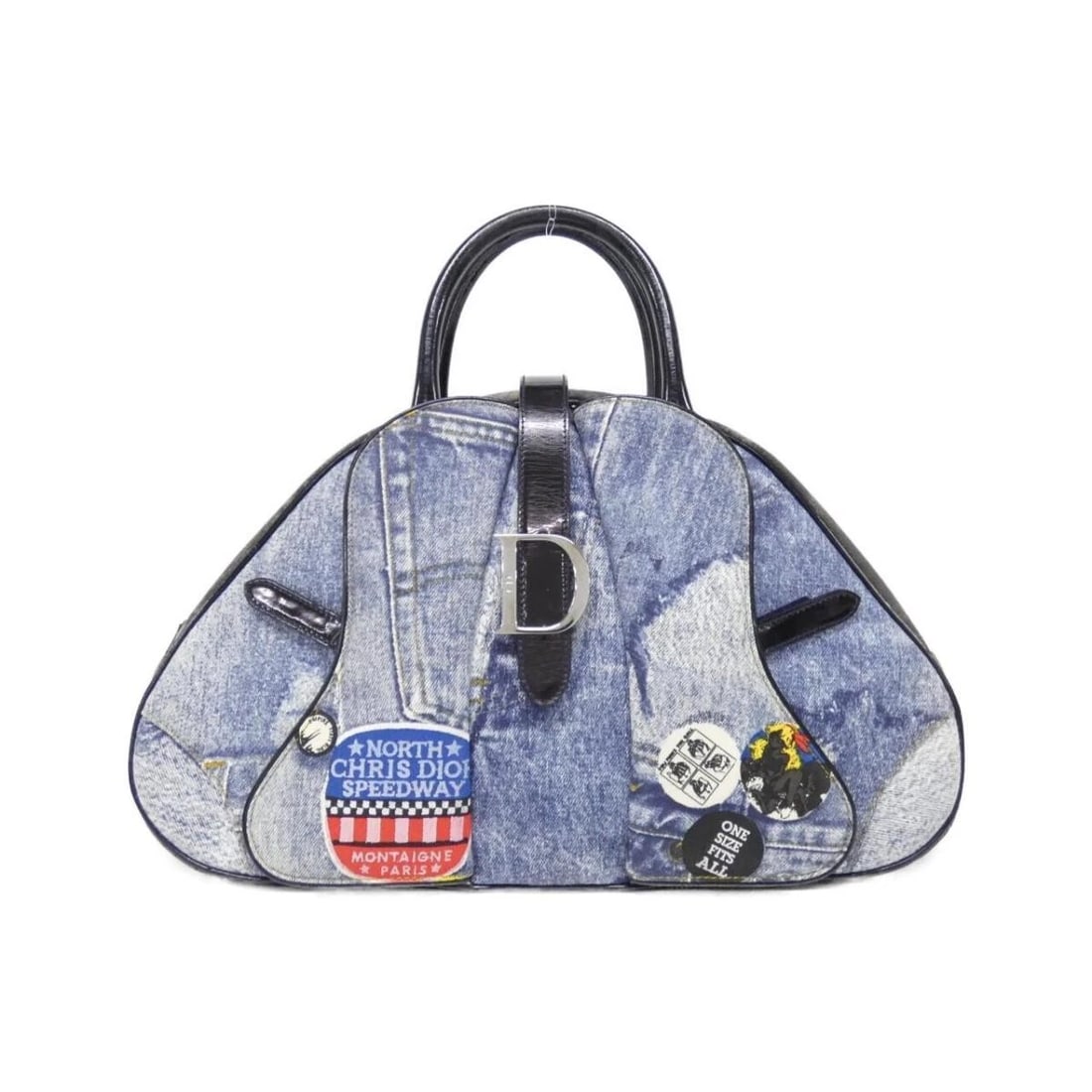 CHRISTIAN DIOR MONOGRAM TROTTER SHOULDER BAG: Christian Dior Monogram Trotter Shoulder Bag Brand: Dior Type/Style: Saddle Bag Material: Denim / Leather Color: Multicolor Size: Width: approx. 15.7 inches (40 cm) Height: approx. 9.8 inches (25 cm) 
