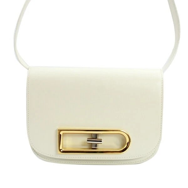 DELVAUX LINGOT BOX CALF LEATHER SHOULDER BAG IVORY GOLD HARDWARE: Delvaux Lingot Box Calf Leather Shoulder Bag Ivory Gold Hardware Brand: Delvaux Type/Style: Shoulder Bag Material: Box Calf Leather Color: Ivory Size: Width: 19cm, Height: 13.5cm, Depth: 2.5cm