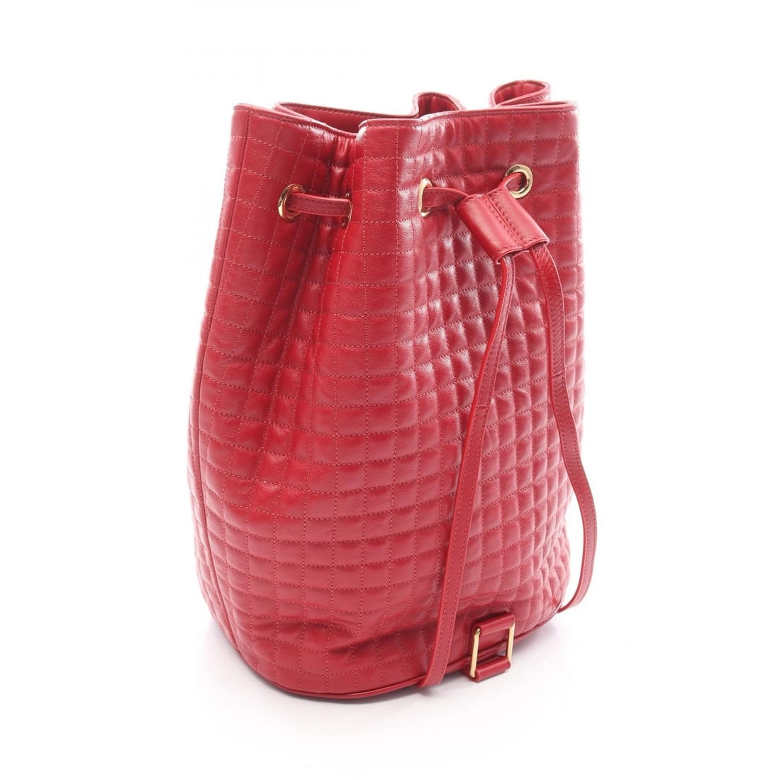 CELINE C CHARM RED LEATHER BACKPACK - 2