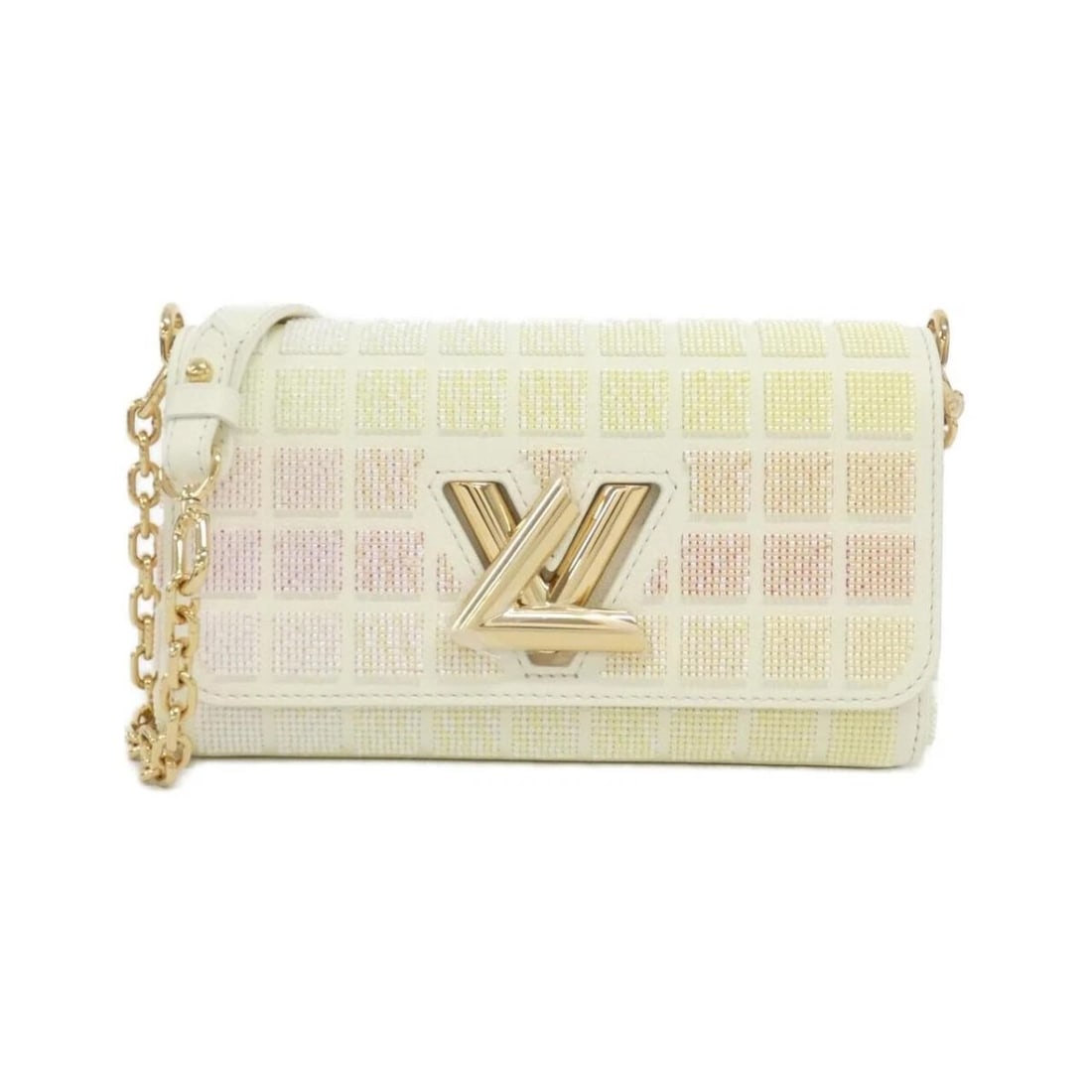 LOUIS VUITTON EPI TWIST WEST LEATHER SHOULDER BAG: Louis Vuitton Epi Twist West Leather Shoulder Bag Brand: Louis Vuitton Type/Style: Shoulder Bag Material: Calfskin Leather, Beads Color: Multicolor / Gold hardware Size: Approximately 23cm (W) x 13cm 