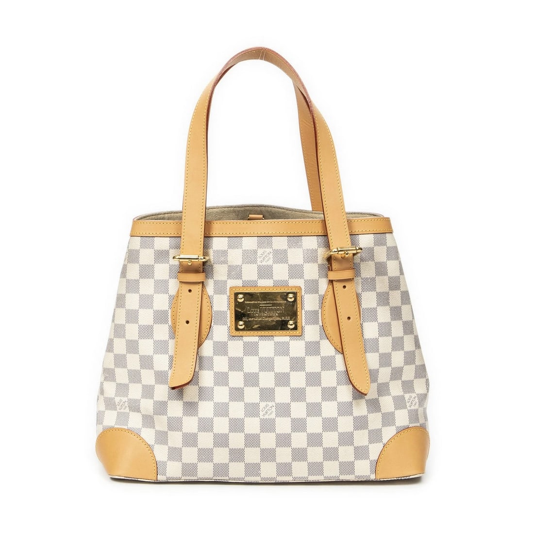 LOUIS VUITTON DAMIER AZUR HAMPSTEAD MM HAND BAG: Louis Vuitton Damier Azur Hampstead MM Hand Bag Brand: LOUIS VUITTON Type/Style: Nume Leather Material: Damier Azur Color: Ivory Size: 35.5 x 27.5 x 17.5 cm Accessories: None Accessories N