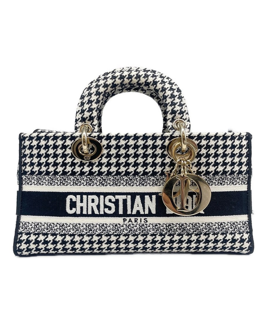 CHRISTIAN DIOR LADY D-JOY MEDIUM HAND BAG SHOULDER BAG: Christian Dior LADY D-JOY Medium Hand Bag Shoulder Bag Brand: Christian Dior Type/Style: Handbag Material: Canvas Color: White x Black Size: Approx. 25.2 cm Width Approx. 13.0 cm Depth Approx. 5.0 cm 