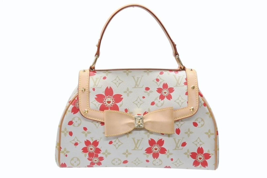 LOUIS VUITTON TAKASHI MURAKAMI CHERRY HANDBAG: LOUIS VUITTON Takashi Murakami Cherry Handbag Brand: Louis Vuitton Type/Style: Top Handle Bag Material: PVC Color: Ch?ne Size: W approx. 11.81 inches ? H approx. 8.07 inches ? D approx. 3.94 inches