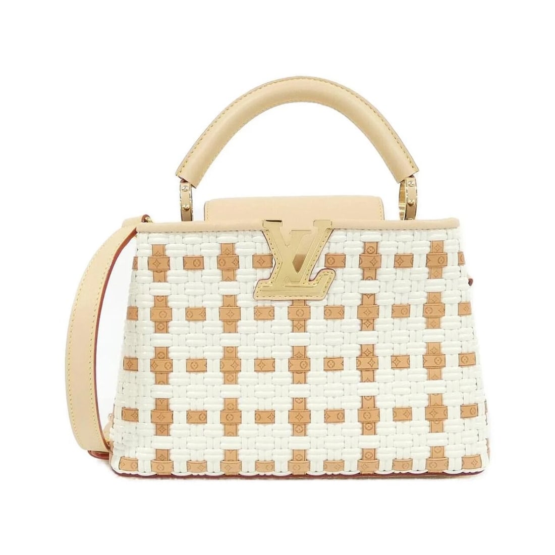 LOUIS VUITTON CAPUCINES BB LEATHER 2WAY SHOULDER BAG: Louis Vuitton Capucines BB Leather 2WAY Shoulder Bag Brand: Louis Vuitton Type/Style: Satchel/Top Handle Bag Material: Taurillon Leather Color: Brown with Gold Hardware Size: Approximately 27cm (W) x 