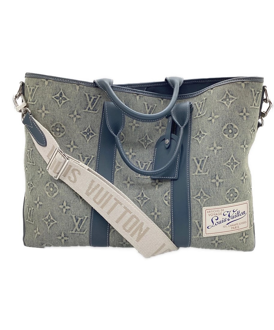 LOUIS VUITTON TOTE MONOGRAM WEEKEND NM 2WAY SHOULDER HANDBAG: Louis Vuitton Tote Monogram Weekend NM 2way Shoulder Handbag Brand: Louis Vuitton Type/Style: Tote Material: None Color: Blue Size: Handle Length: approx. 4.3 in (11 cm) Height: approx. 13.0 in (33