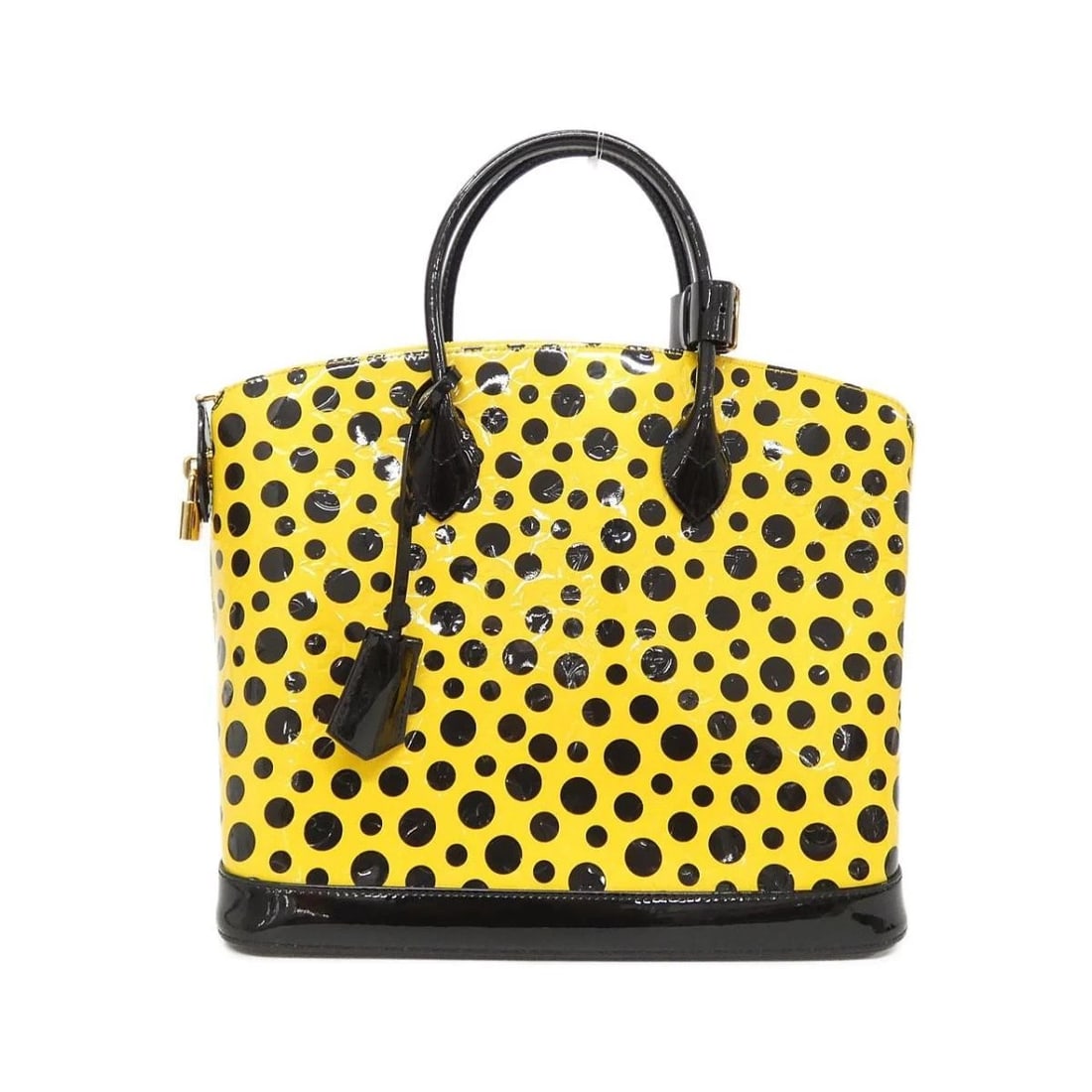 LOUIS VUITTON YAYOI KUSAMA DOTS INFINITY LOCKIT 2WAY HANDBAG: Louis Vuitton Yayoi Kusama Dots Infinity Lockit 2way Handbag Brand: Louis Vuitton Type/Style: Satchel/Top Handle Bag Material: Leather Color: JAUNE (Yellow) / GOLD hardware Size: Approximately 34cm