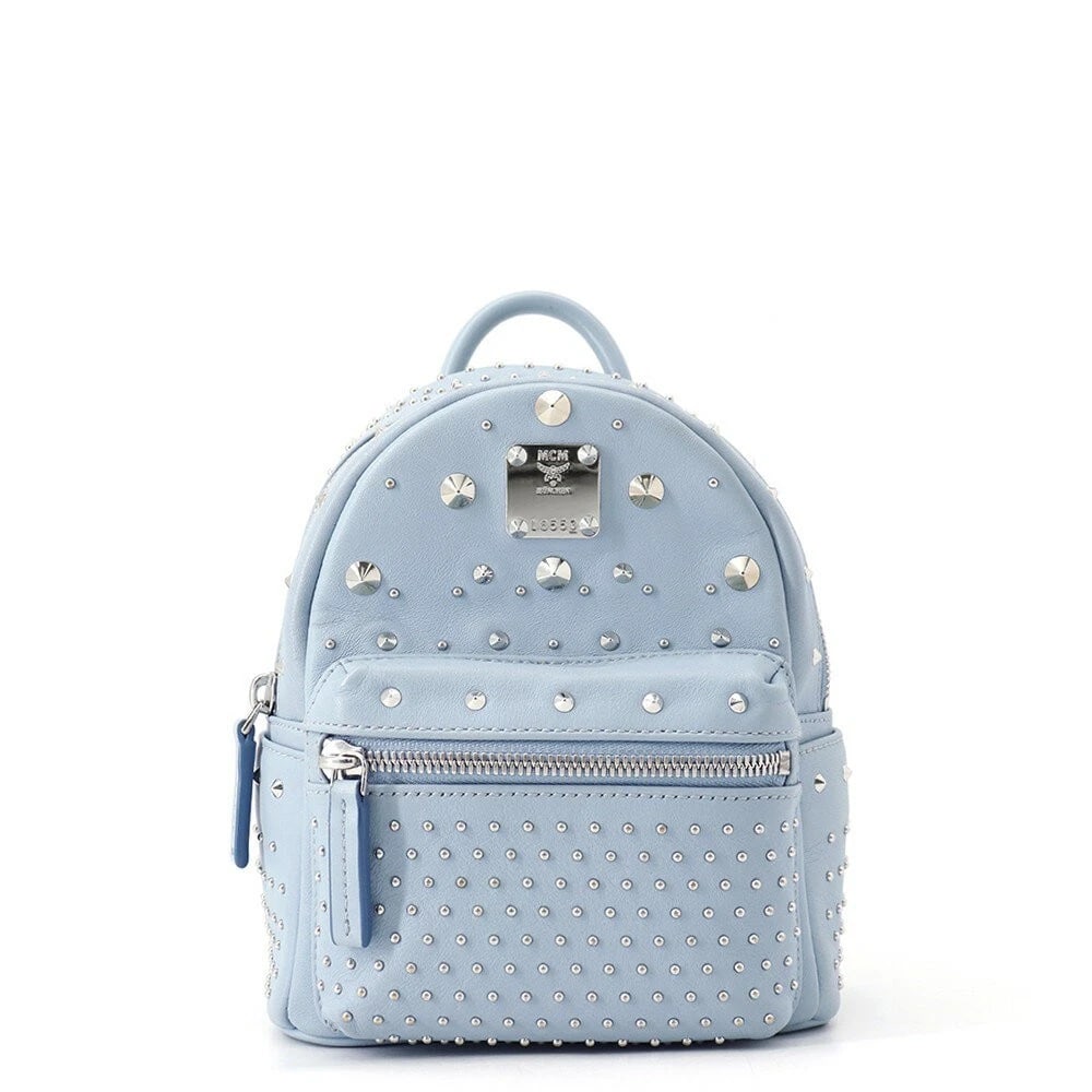 MCM STARK SPECIAL BEBE BOO BACKPACK BAG: MCM Stark Special Bebe Boo Backpack Bag Brand: MCM Type/Style: Backpack Material: Leather Color: Light Blue Size: W 16.5cm x H 21cm x D 8.5cm (approx. W 6.5inch x H 8.27inch x D 3.35inch)