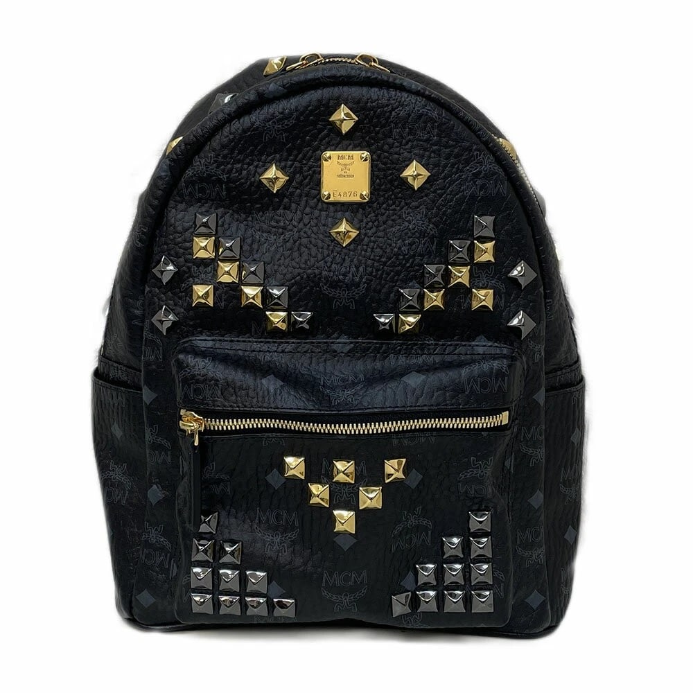 MCM STARK SIDE STUDS BACKPACK BLACK: MCM Stark Side Studs Backpack Black Brand: MCM Type/Style: Rucksack Backpack Material: Leather / Metal Color: Black Size: Approx. W 26cm x H 33cm x D 12cm Accessories: None Accessories Notice: When