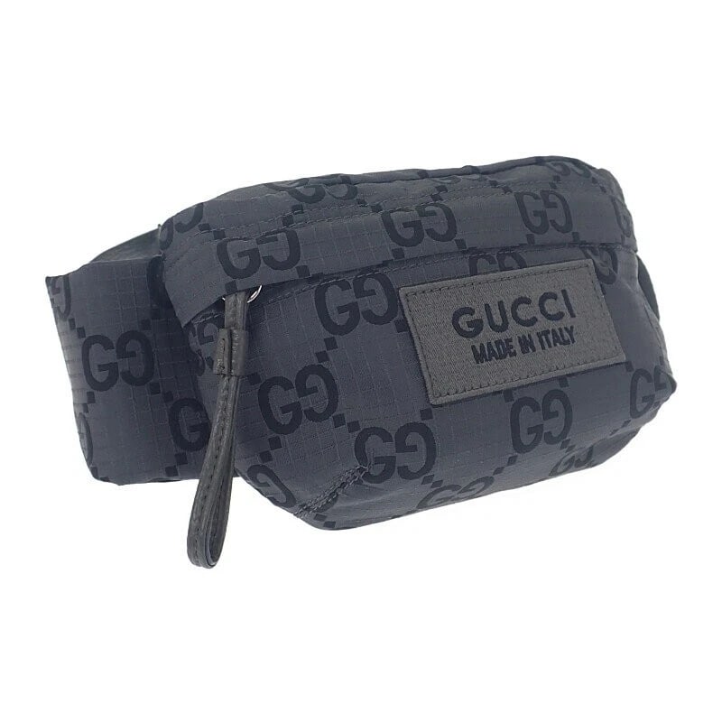 GUCCI LARGE BELT BAG: GUCCI Large Belt Bag Brand: Gucci Type/Style: Belt Bag & Fanny Pack Material: GG Recycled Polyester Color: Black / Gray Size: Width: 7.9 inches (20 cm) Height: 5.1 inches (13 cm) Depth: 1.8 inches