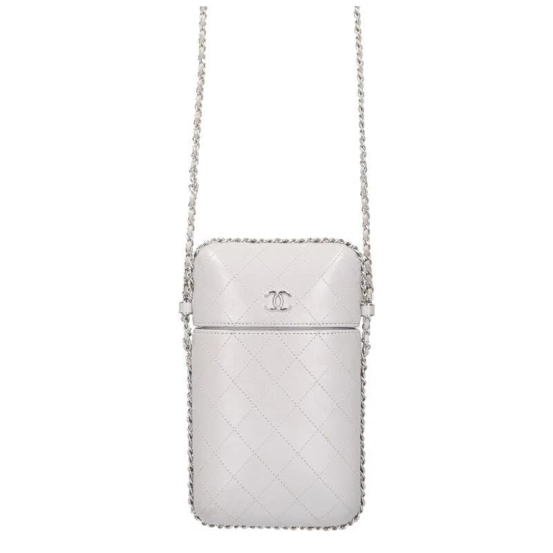 CHANEL BAG: MATELASSE LAMBSKIN CHAIN PHONE CASE GRAY: CHANEL Bag: Matelasse Lambskin Chain Phone Case Gray Brand: CHANEL Type/Style: Shoulder Bag Material: Exterior Material Leather Color: Exterior Color Gray Size: (approx. W4.9 ? H7.9 ? D1.2 inch)
