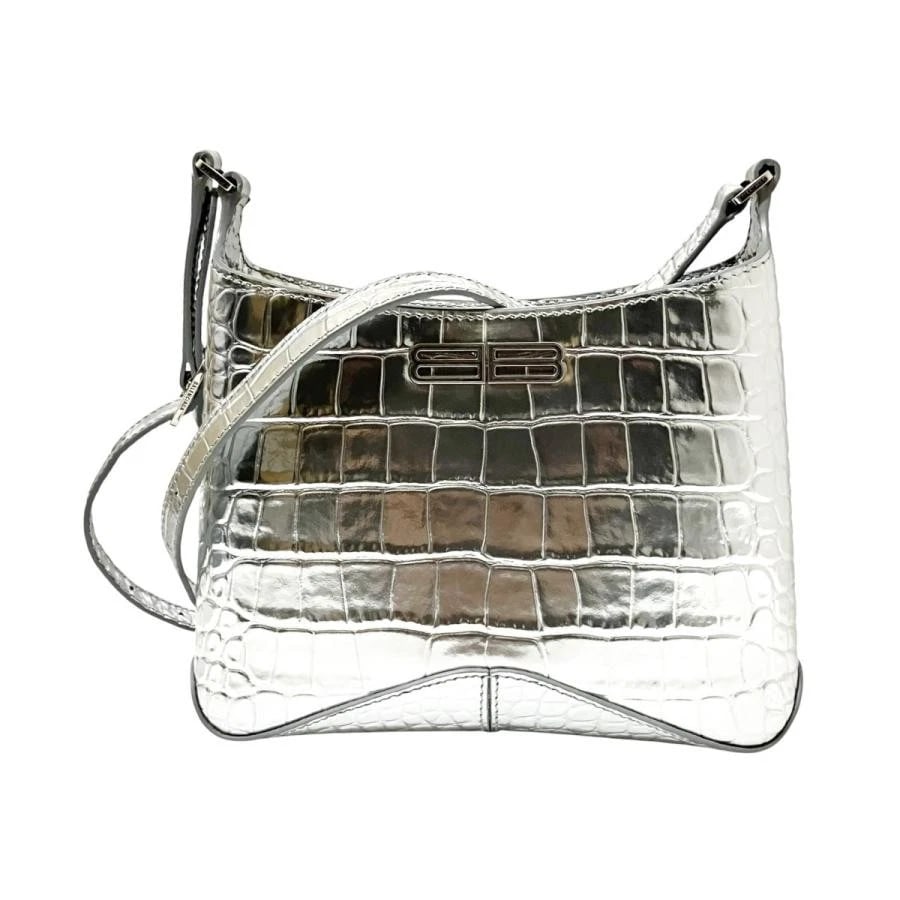 BALENCIAGA SHOULDER BAG SILVER: BALENCIAGA Shoulder Bag Silver Brand: BALENCIAGA Type/Style: Shoulder Bag Material: Exterior Material Leather Color: Exterior Color Silver Size: (approx. W7.9 ? H6.3 ? D1.6 inch) Accessories: None