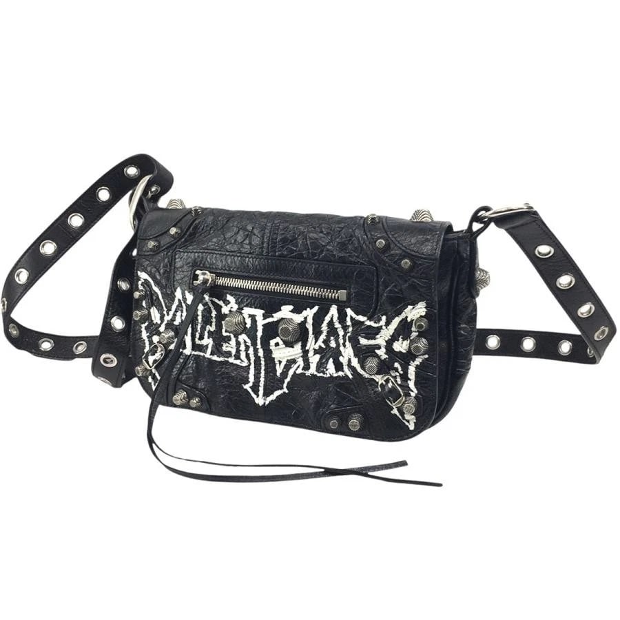 BALENCIAGA BAG: LE CAGOLE XS FLAP BAG: BALENCIAGA Bag: Le Cagole xS Flap Bag Brand: BALENCIAGA Type/Style: Shoulder Bag Material: Exterior Material Leather Color: Exterior Color Black Size: (approx. W10.2 ? H5.9 ? D1.5 inch) Accessorie