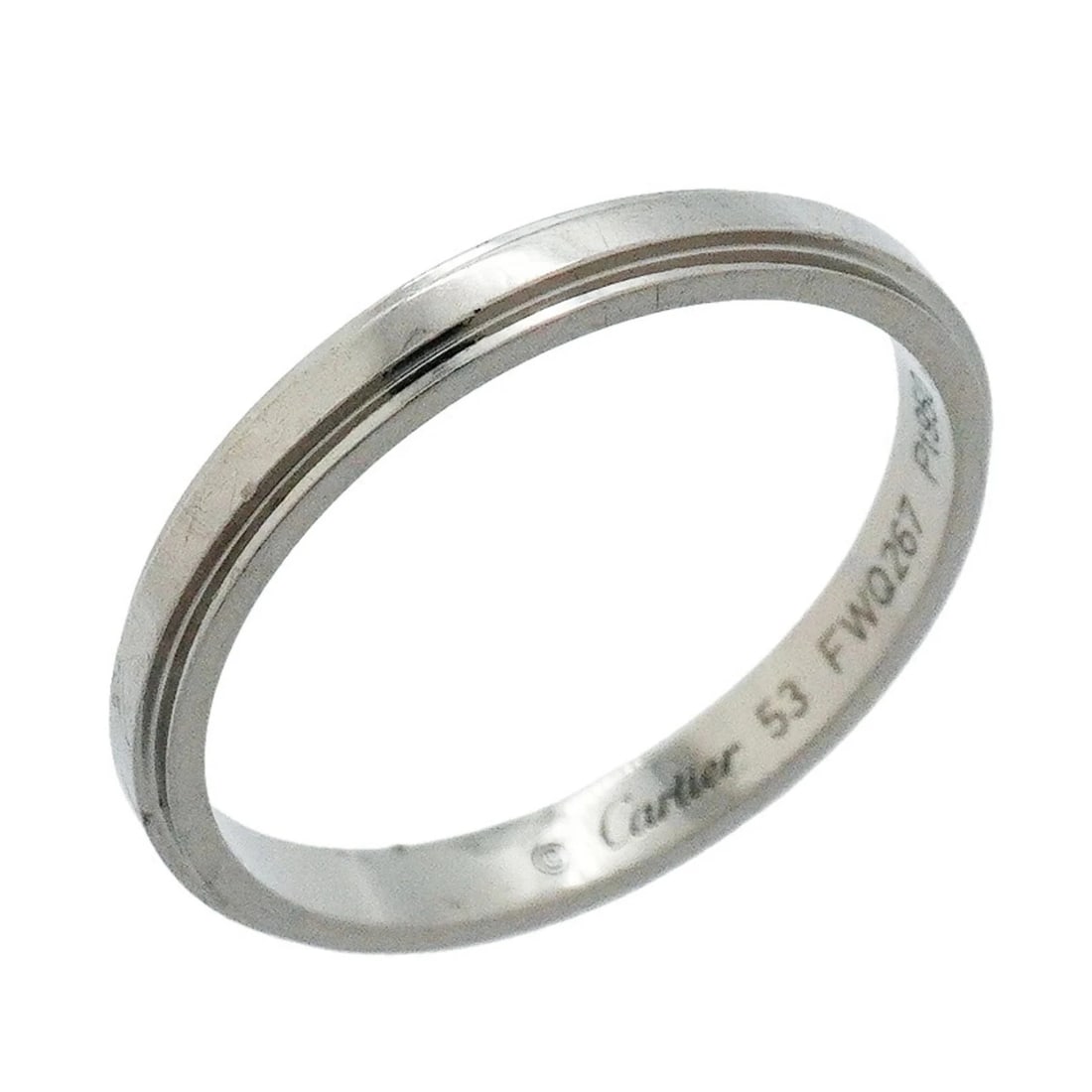 CARTIER DAMOUR RING, PT950 PLATINUM: Cartier Damour Ring, Pt950 Platinum Brand: Cartier Type/Style: Band ring Material: Platinum 950, Color: None Size: US 6 Accessories: None Accessories Notice: When purchasing pre-owned good
