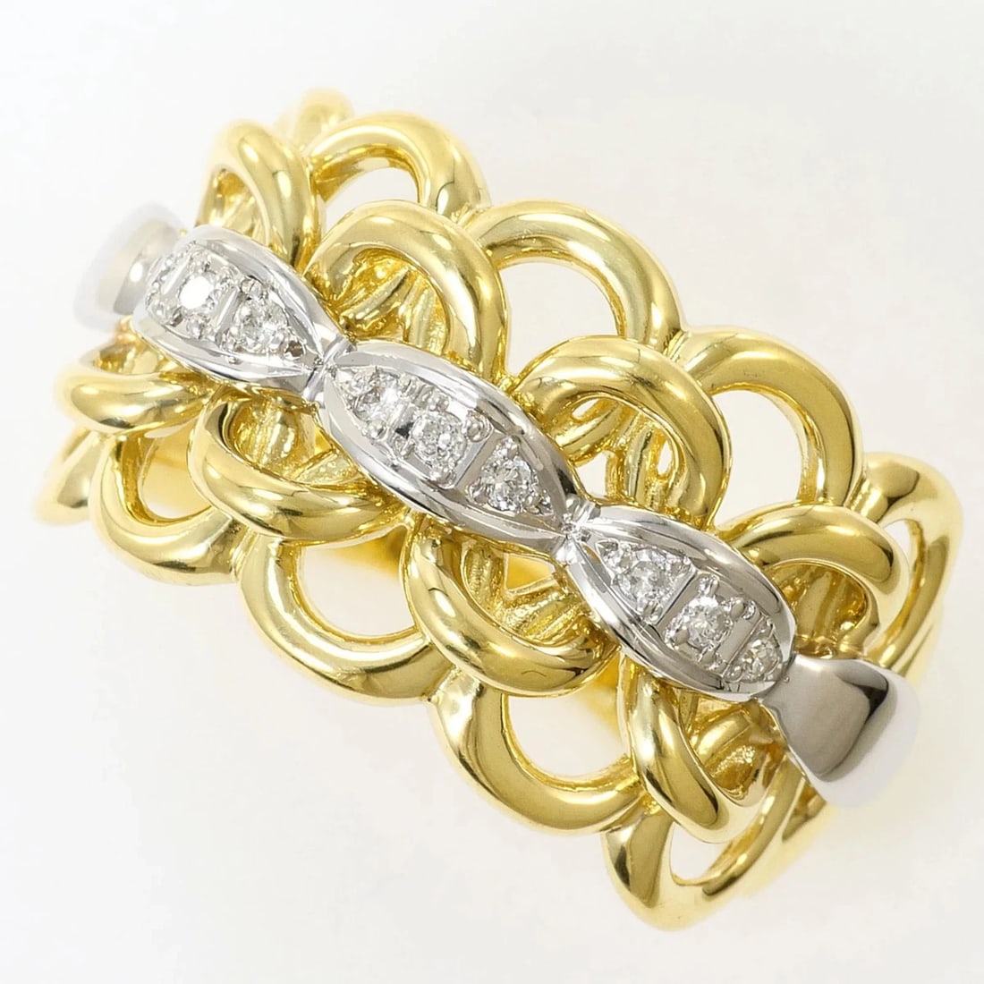 PT900 PLATINUM 18K YELLOW GOLD RING WITH DIAMOND: PT900 Platinum 18K Yellow Gold Ring with Diamond Brand: Unbranded Type/Style: Band ring Material: Platinum 900, Yellow gold (18K), Main Stone Natural Color: Platinum, Yellow gold Size: US 6.5 Acce