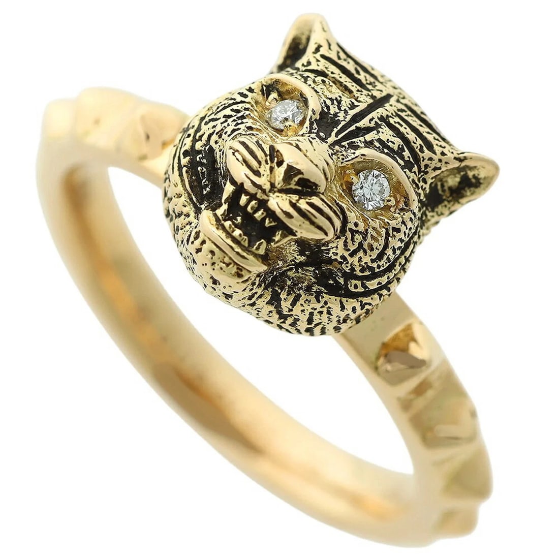 GUCCI LE MARCHE DES MERVEILLES CAT RING, 18K YELLOW GOLD: Gucci Le Marche des Merveilles Cat Ring, 18K Yellow Gold Brand: Gucci Type/Style: Band ring Material: Yellow gold (18K), Main Stone Natural Color: Yellow gold Size: US 5 Accessories: None
