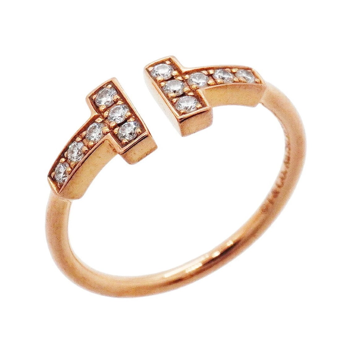 TIFFANY & CO. T WIRE RING, 18K PINK GOLD, DIAMOND: Tiffany & Co. T Wire Ring, 18K Pink Gold, Diamond Brand: Tiffany Type/Style: Band ring Material: Pink gold (18K), Main Stone Natural Color: Pink gold Size: US 5.5 Accessories: None Accessories