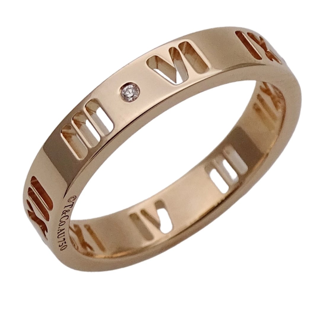 TIFFANY & CO. WOMEN'S ATLAS PIERCED RING, 750PG, DIAMOND: Tiffany & Co. Women's Atlas Pierced Ring, 750PG, Diamond Brand: Tiffany Type/Style: Band ring Material: Pink gold (18K), Color: Pink gold Size: US 5.5 Accessories: None Accessories Notice: When