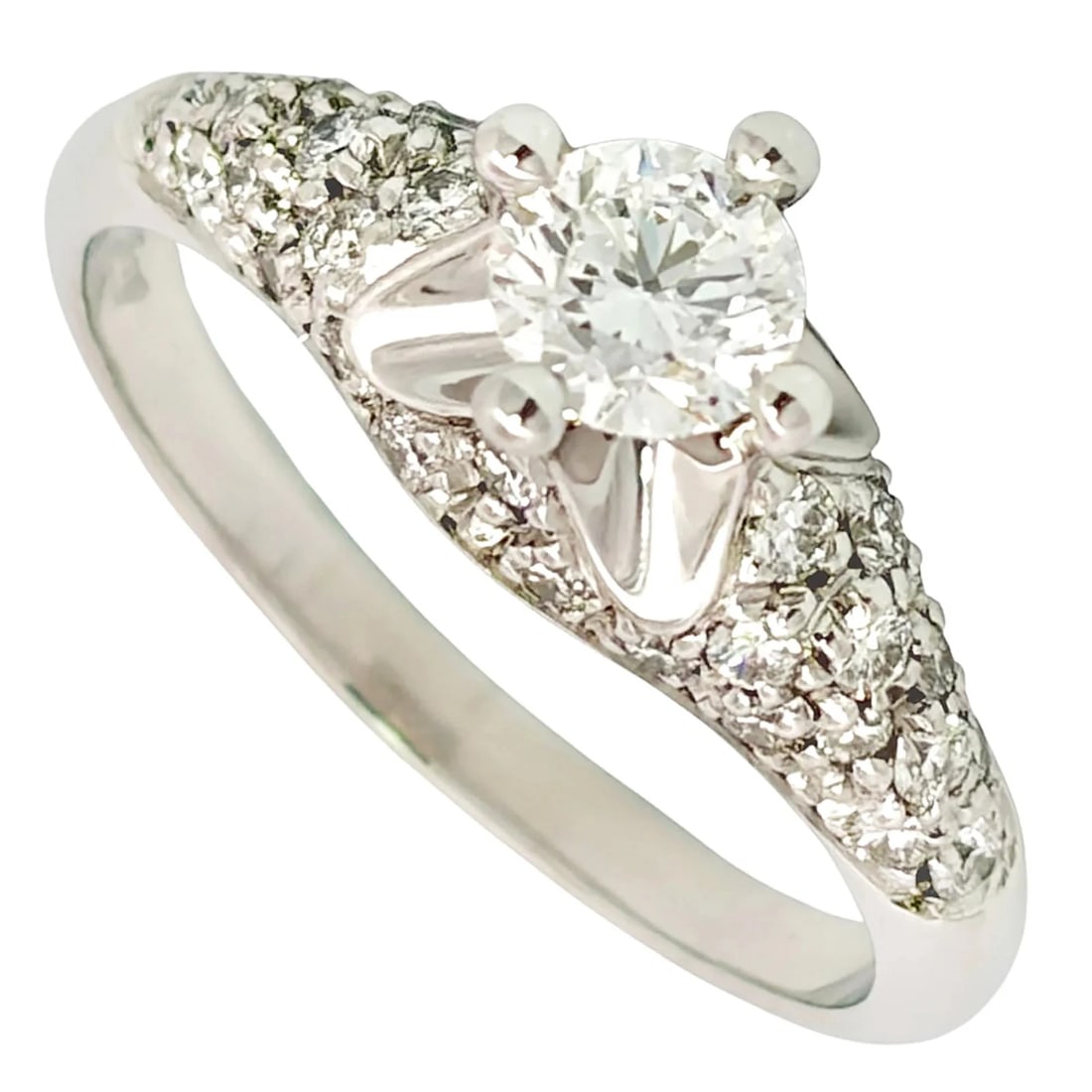 BVLGARI CORONA SOLITAIRE RING: Bvlgari Corona Solitaire Ring Brand: Bvlgari Type/Style: Band ring Material: Platinum, Platinum 950, Main Stone Natural Color: None Size: US 4.5 Accessories: None Accessories Notice: When purchasing