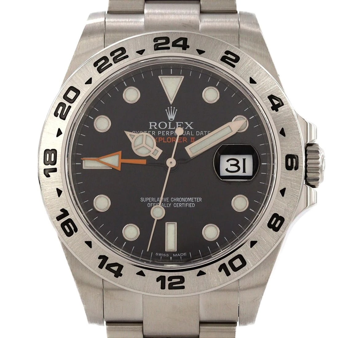 AUTHENTIC ROLEX EXPLORER II STAINLESS STEEL MECHANICAL AUTOMATIC WATCH: Authentic Rolex Explorer II Stainless Steel Mechanical Automatic Watch Brand: ROLEx Type/Style: Wrist watch Material: Case: Stainless Steel Breath: Stainless Steel Color: Dial Color: Black Size: Case 