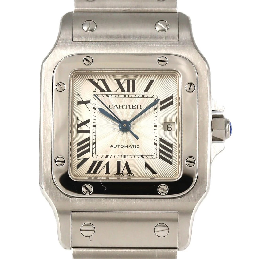CARTIER SANTOS GALBE LM STAINLESS STEEL MECHANICAL AUTOMA WATCH: Cartier Santos Galbe LM Stainless Steel Mechanical Automa Watch Brand: CARTIER Type/Style: Wrist watch Material: Case: Stainless Steel Breath: Stainless Steel Color: Dial color: Silver/Roman Size: