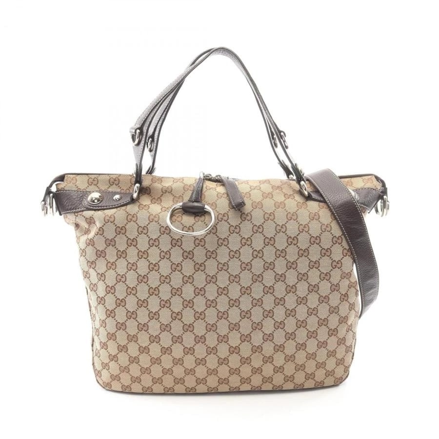 GUCCI BAG: GG CANVAS 2WAY TOTE BEIGE BROWN: GUCCI Bag: GG Canvas 2WAY Tote Beige Brown Brand: GUCCI Type/Style: Tote Material: Exterior Material Canvas / Leather Color: Exterior Color Beige / Brown Size: (approx. W13.8 ? H13.4 ? D4.3 inch)