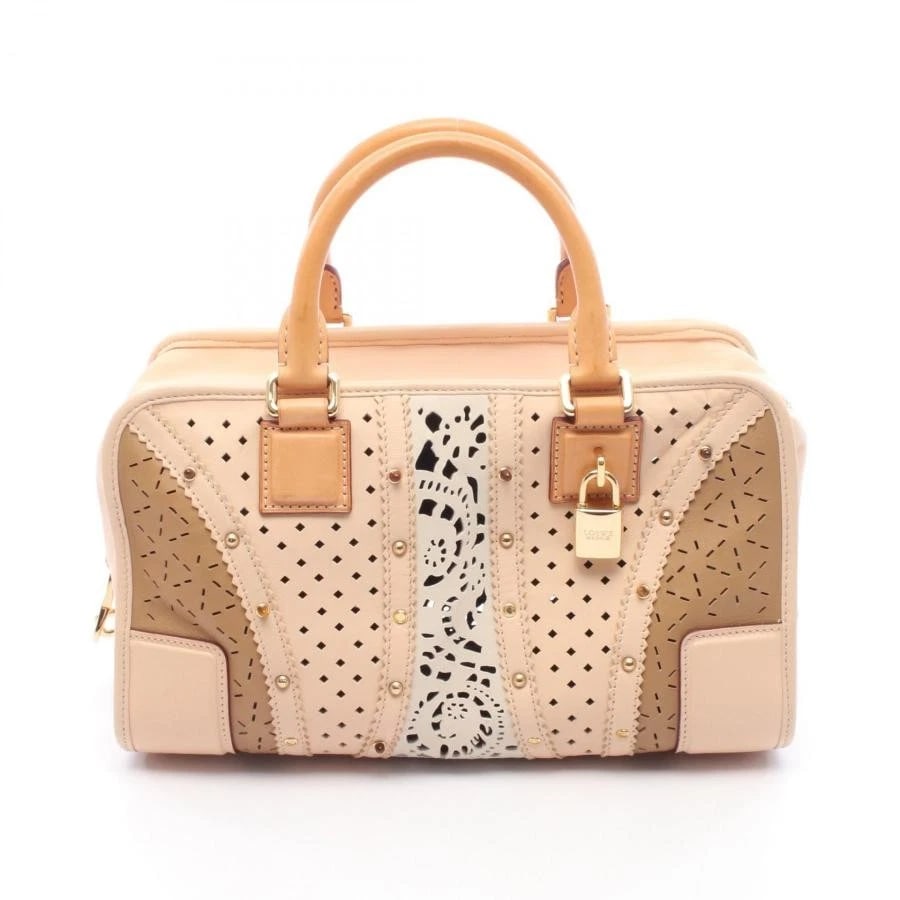 LOEWE BAG: AMAZONA 28 BEIGE/GRAY LEATHER: LOEWE Bag: Amazona 28 Beige/Gray Leather Brand: LOEWE Type/Style: Satchel/Top Handle Bag Material: Exterior Material Leather Color: Exterior Color Beige Size: (approx. W11.4 ? H6.3 ? D4.7 inch)