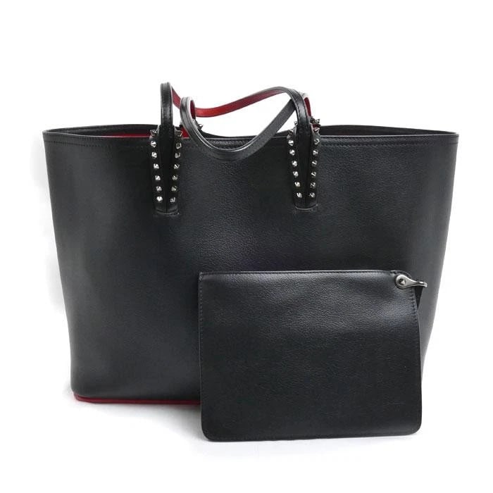 CHRISTIAN LOUBOUTIN BAG: CABATA BLACK/RED: CHRISTIAN LOUBOUTIN Bag: Cabata Black/Red Brand: Christian Louboutin Type/Style: Tote Material: Exterior Material Leather Color: Exterior Color Black Size: (approx. W18.1 ? H11.6 ? D5.5 inch)