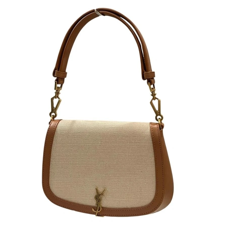 SAINT LAURENT BAG: HANDBAG BEIGE BROWN: SAINT LAURENT Bag: Handbag Beige Brown Brand: SAINT LAURENT Type/Style: Satchel/Top Handle Bag Material: Exterior Material Leather Color: Exterior Color Beige Brown Size: (approx. W8.3 ? H7.1 ? D2.8 i