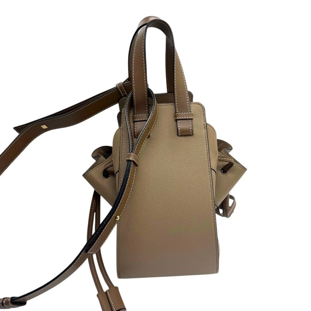 LOEWE BAG: HAMMOCK DRAWSTRING SMALL BROWN BEIGE - 3
