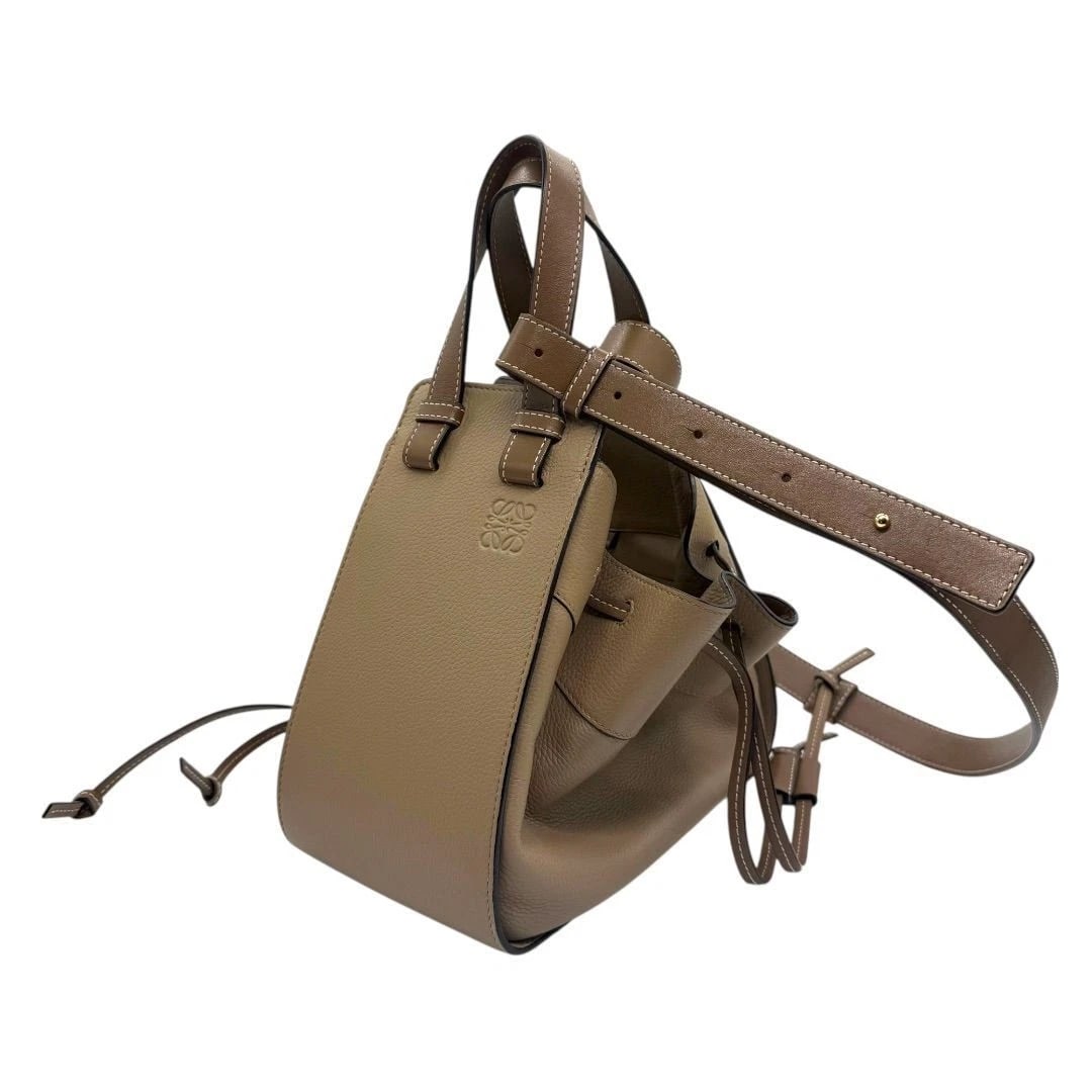 LOEWE BAG: HAMMOCK DRAWSTRING SMALL BROWN BEIGE - 4