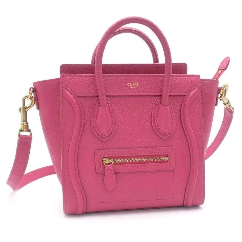 CELINE BAG: LUGGAGE NANO PINK: CELINE Bag: Luggage Nano Pink Brand: CELINE Type/Style: Satchel/Top Handle Bag Material: Exterior Material Leather Color: Exterior Color Pink Size: (approx. W7.9 ? H8.3 ? D3.5 inch, Handle 11.4 inch) 