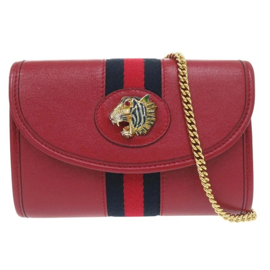 GUCCI BAG: RAJA WEBSTRIPE RED/NAVY: GUCCI Bag: Raja Webstripe Red/Navy Brand: GUCCI Type/Style: Shoulder Bag Material: Exterior Material Leather / Canvas Color: Exterior Color Red / Navy Size: (approx. W7.1 ? H5.1 ? D1.6 inch)