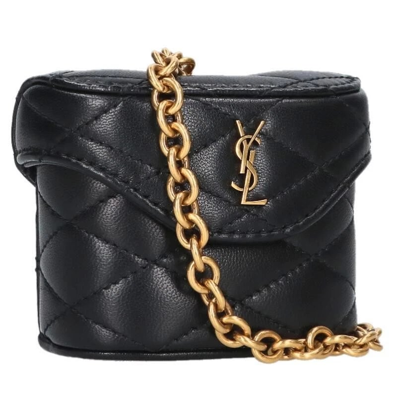 SAINT LAURENT BAG: LOGO PLATE MICRO BOX BLACK?GOLD: SAINT LAURENT Bag: Logo Plate Micro Box Black?Gold Brand: SAINT LAURENT Type/Style: Clutch Material: Exterior Material Leather Color: Exterior Color Black Size: (approx. W2.9 ? H2.4 ? D1.0 inch) A