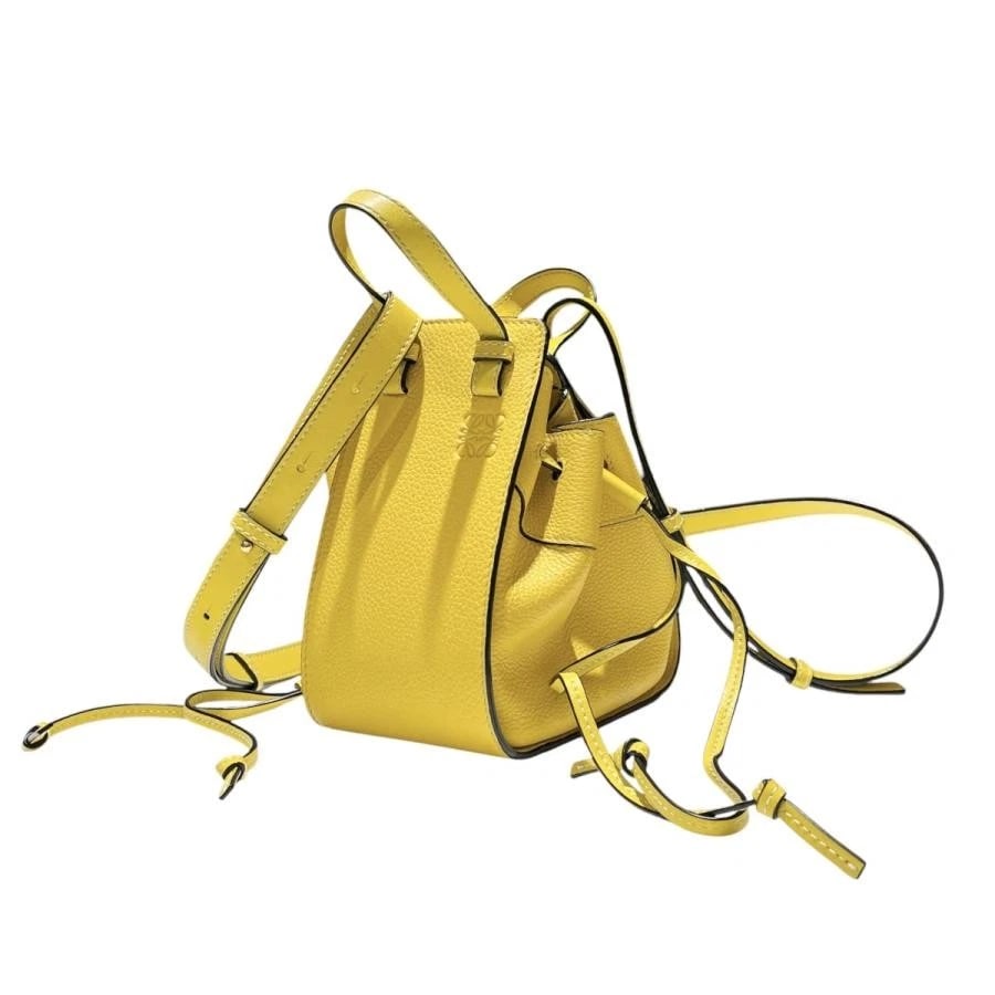 LOEWE BAG: HAMMOCK DRAWSTRING MINI YELLOW: LOEWE Bag: Hammock Drawstring Mini Yellow Brand: LOEWE Type/Style: Satchel/Top Handle Bag Material: Exterior Material Leather Color: Exterior Color Yellow Size: (approx. W4.1 ? H7.5 ? D6.7 inch)
