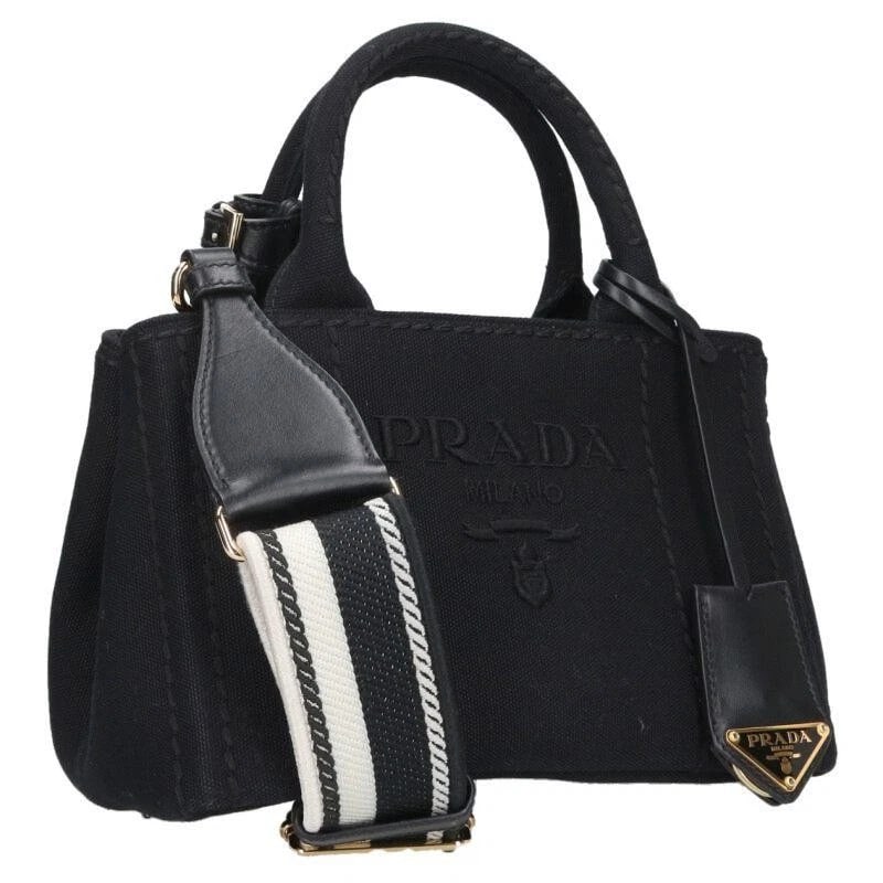 PRADA BAG: 1BA038 GARDINIERE BLACK: PRADA Bag: 1BA038 Gardiniere Black Brand: PRADA Type/Style: Satchel/Top Handle Bag Material: Exterior Material Canvas Color: Exterior Color Black Size: (approx. W8.7 ? H5.7 ? D3.9 inch) Accessorie