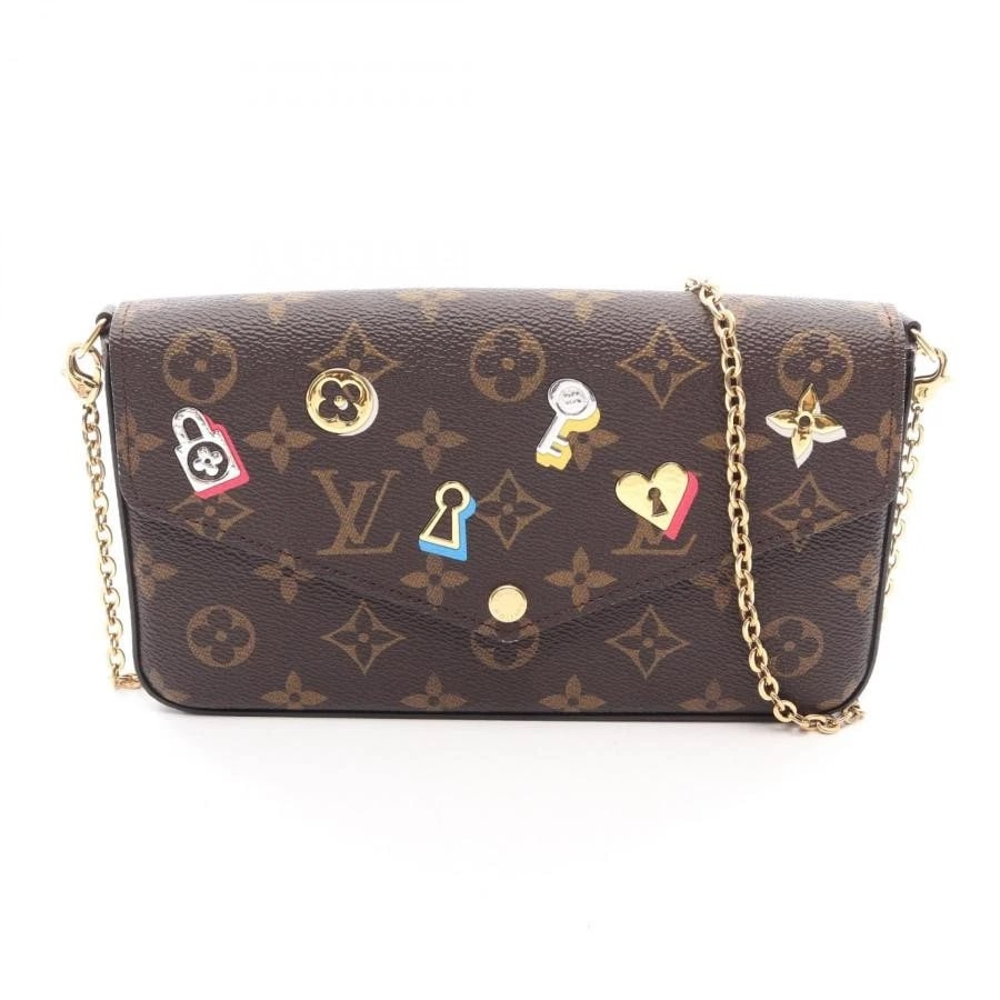 LOUIS VUITTON BAG: POCHETTE FELICIE LOVE LOCK BROWN: LOUIS VUITTON Bag: Pochette Felicie Love Lock Brown Brand: LOUIS VUITTON Type/Style: Shoulder Bag Material: Exterior Material Canvas Color: Exterior Color Brown Size: (approx. W8.3 ? H4.7 ? D1.2 inch)