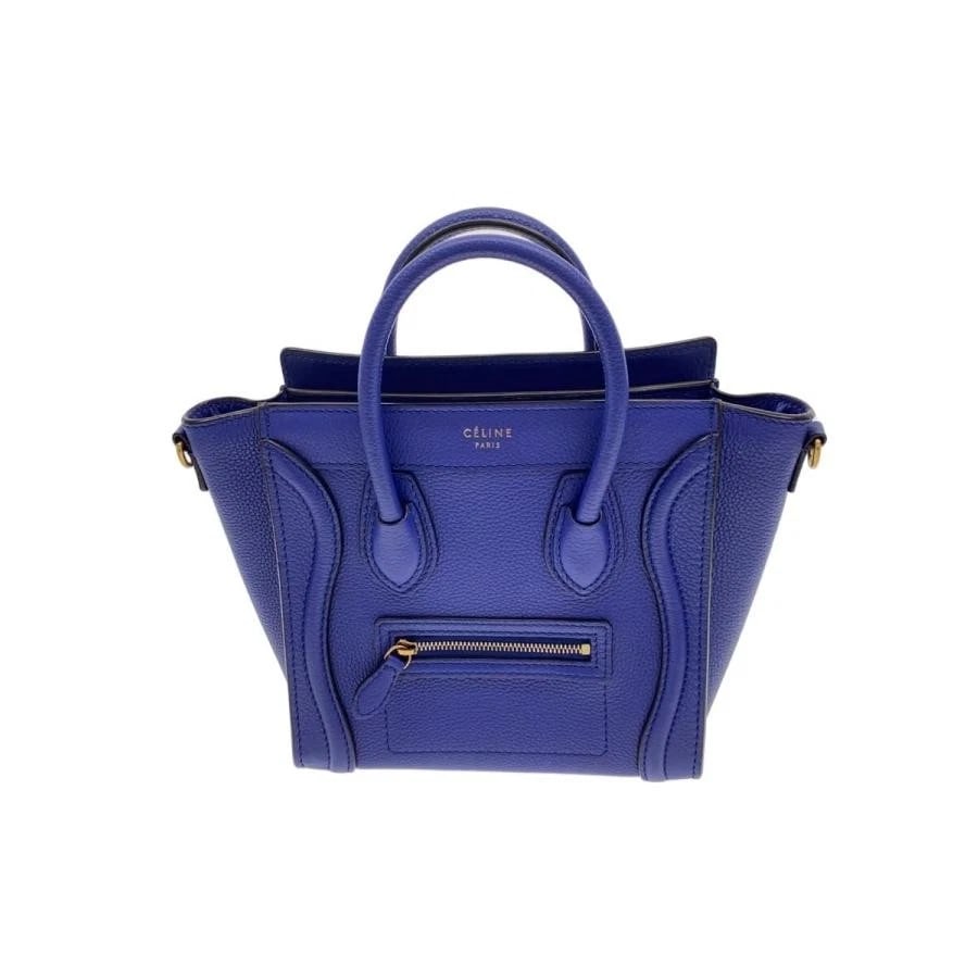 CELINE BAG: LUGGAGE NANO SHOPPER BLUE: CELINE Bag: Luggage Nano Shopper Blue Brand: CELINE Type/Style: Satchel/Top Handle Bag Material: Exterior Material Leather Color: Exterior Color Blue Size: (approx. W7.9?10.6 ? H7.9 ? D3.5 inch)