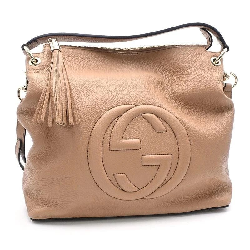 GUCCI BAG: SOHO BEIGE: GUCCI Bag: Soho Beige Brand: GUCCI Type/Style: Shoulder Bag Material: Exterior Material Leather Color: Exterior Color Beige Size: (approx. W13.0 ? H12.6 ? D5.5 inch) Accessories: None Accessories